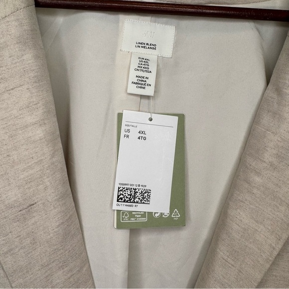 H&M+ Linen-blend Jacket Size 4XL NWT Minimalist Neutral Preppy Travel - Picture 7 of 11